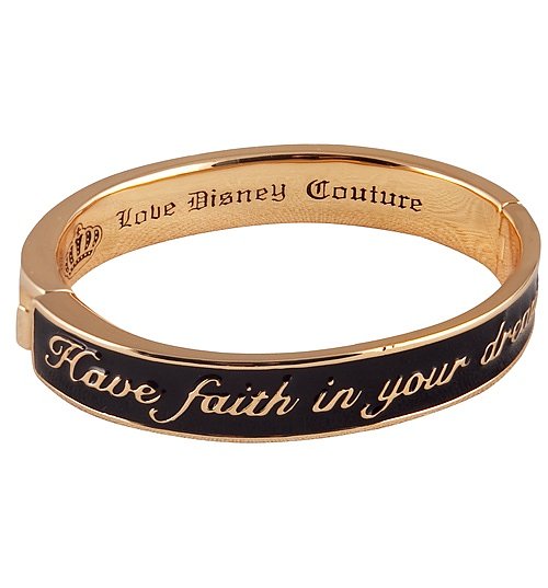 Gold Plated Black Enamel Have Faith In Your Dreams Cinderella Bangle from Disney Couture Gold Plated Black Enamel Have Faith In Your Dreams Cinderella Bangle from Disney Couture
