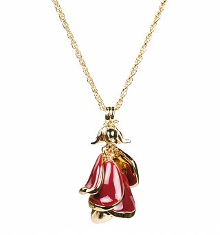 Gold Plated Red Enamel Rose Beauty And The Beast Necklace from Disney Couture Gold Plated Red Enamel Rose Beauty And The Beast Necklace from Disney Couture