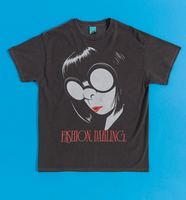 Disney The Incredibles Edna Mode Vintage Wash Charcoal T-Shirt Disney The Incredibles Edna Mode Vintage Wash Charcoal T-Shirt