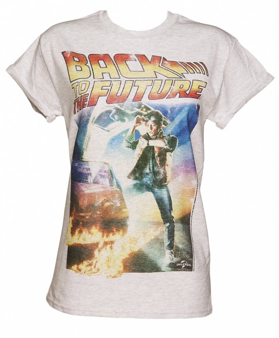 Back to the Future Movie Poster Rolled Sleeve Boyfriend T-Shirt