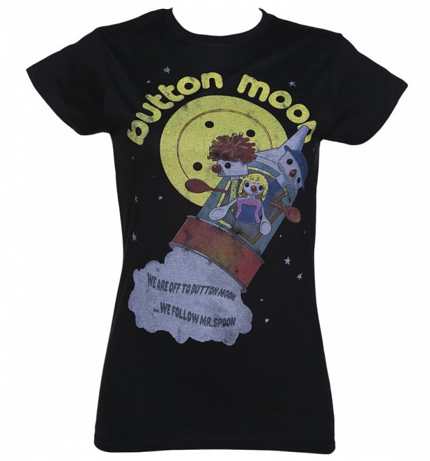 Women's Black We're Off To Button Moon T-Shirt Women's Black We're Off To Button Moon T-Shirt