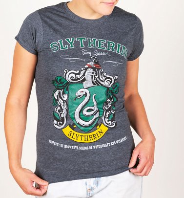 Women's Dark Heather Harry Potter Slytherin Team Quidditch T-Shirt Women's Dark Heather Harry Potter Slytherin Team Quidditch T-Shirt