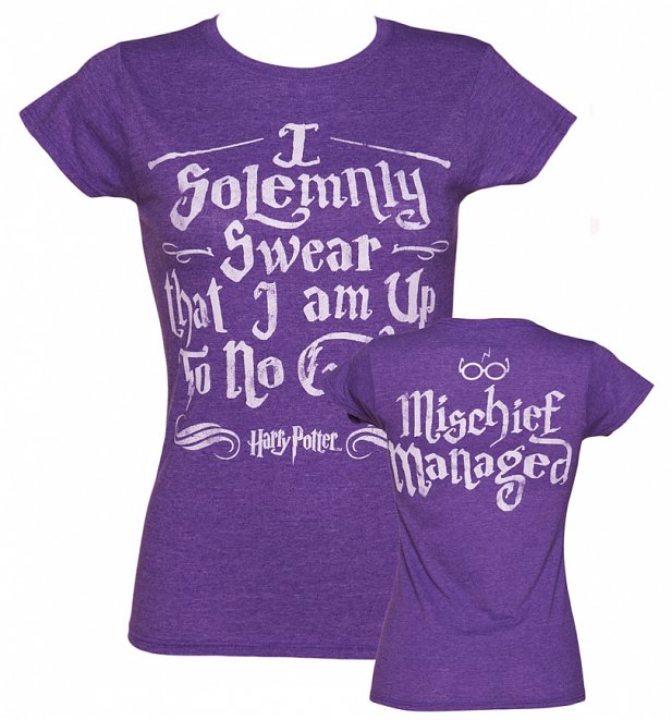 Harry Potter I Solemnly Swear Mischief Managed T-Shirt With Back Print