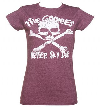 Women's Heather Maroon Goonies Never Say Die T-Shirt Women's Heather Maroon Goonies Never Say Die T-Shirt