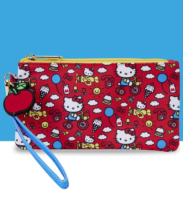 Loungefly Hello Kitty 50th Anniversary Classic All Over Print Nylon Pouch Wristlet