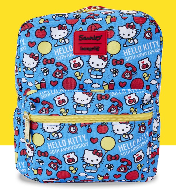 Loungefly Hello Kitty 50th Anniversary Classic All Over Print Nylon Square Mini Backpack