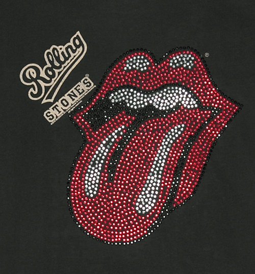 Men's Charcoal Rolling Stones Red and Silver Diamante Tongue T-Shirt from Amplified Men's Charcoal Rolling Stones Red and Silver Diamante Tongue T-Shirt from Amplified