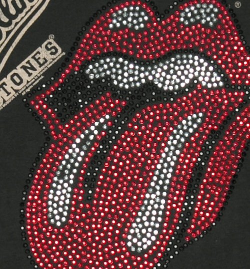 Men's Charcoal Rolling Stones Red and Silver Diamante Tongue T-Shirt from Amplified Men's Charcoal Rolling Stones Red and Silver Diamante Tongue T-Shirt from Amplified