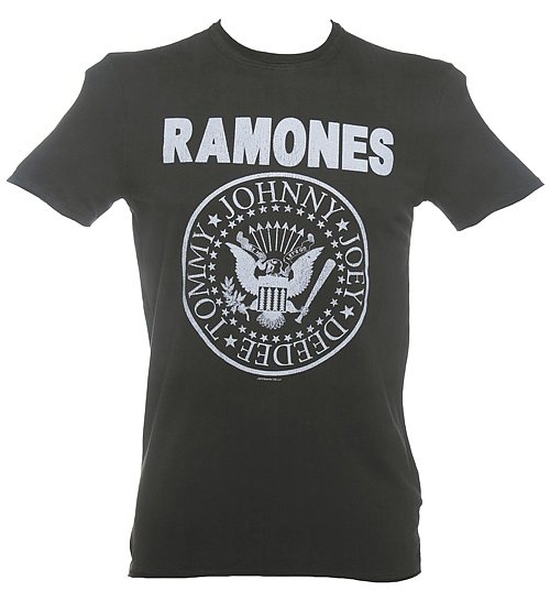 Men's Classic Charcoal Ramones Logo T-Shirt from Amplified Men's Classic Charcoal Ramones Logo T-Shirt from Amplified
