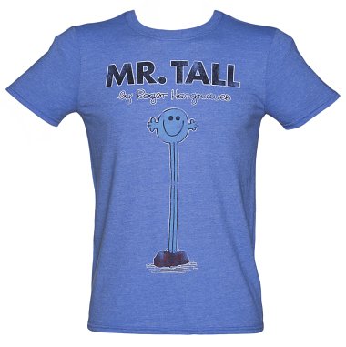 Men's Heather Blue Mr Tall Mr Men T-Shirt Men's Heather Blue Mr Tall Mr Men T-Shirt