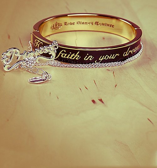 Gold Plated Black Enamel Have Faith In Your Dreams Cinderella Bangle from Disney Couture Gold Plated Black Enamel Have Faith In Your Dreams Cinderella Bangle from Disney Couture