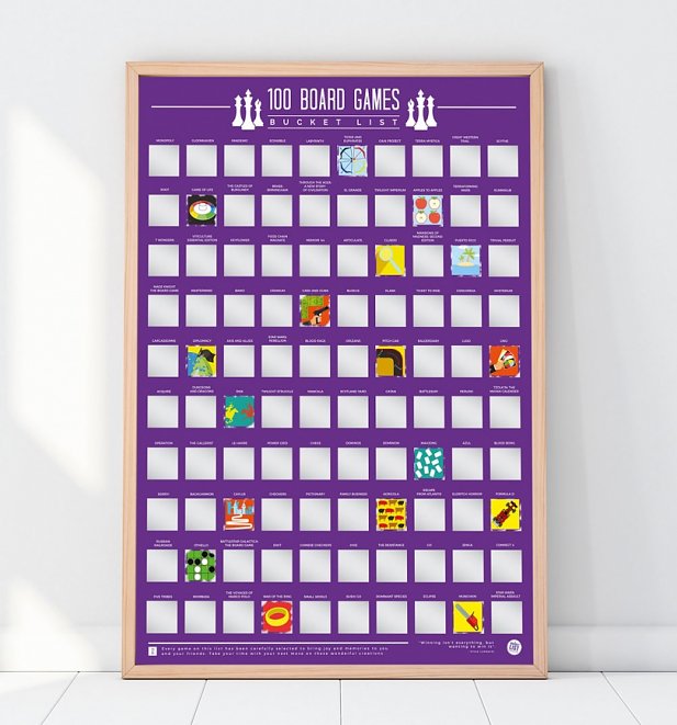 100 Board Games Bucket List Scratch Poster