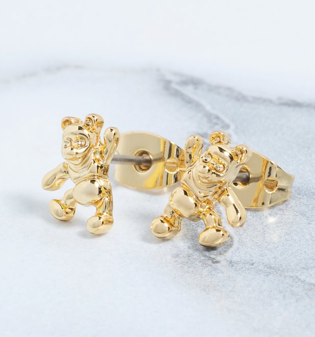14kt Gold Plated Winnie The Pooh Stud Earrings