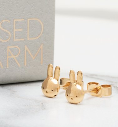 18ct Gold Vermeil Miffy Head Stud Earrings 18ct Gold Vermeil Miffy Head Stud Earrings
