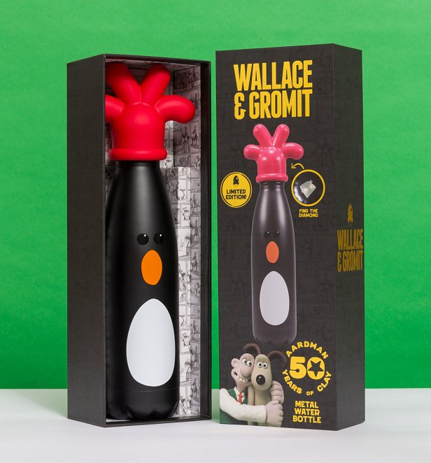 Limited Edition Aardman 50th Anniversary Wallace and Gromit Feathers McGraw Metal Water Bottle
