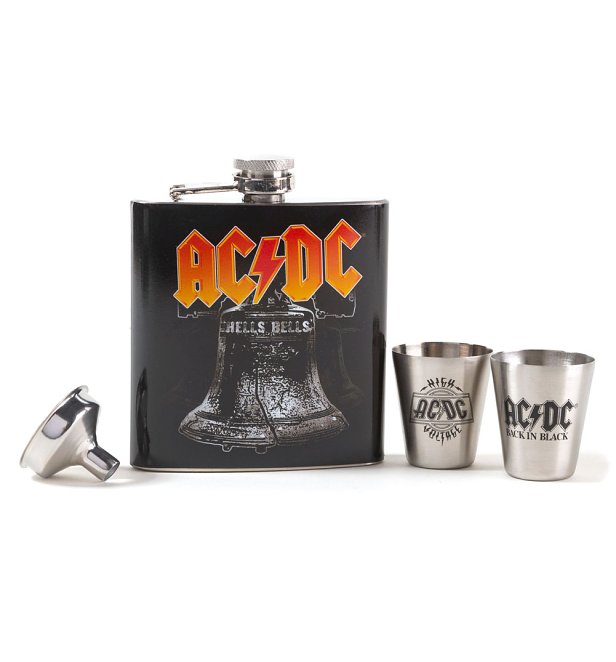 AC/DC Hells Bells Hip Flask Gift Set AC/DC Hells Bells Hip Flask Gift Set