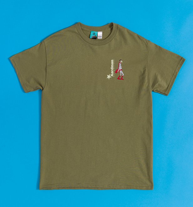 Aardman Aard-Man Pocket Print Khaki T-Shirt