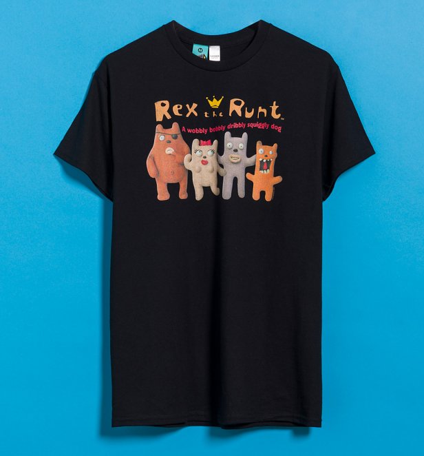 Aardman Rex The Runt Line Up Black T-Shirt
