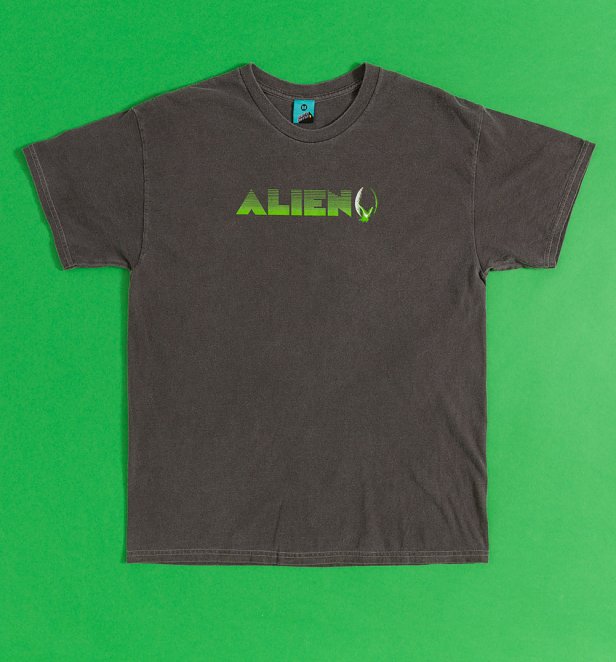 Alien Movie Collage Vintage Wash Charcoal T-Shirt with Back Print