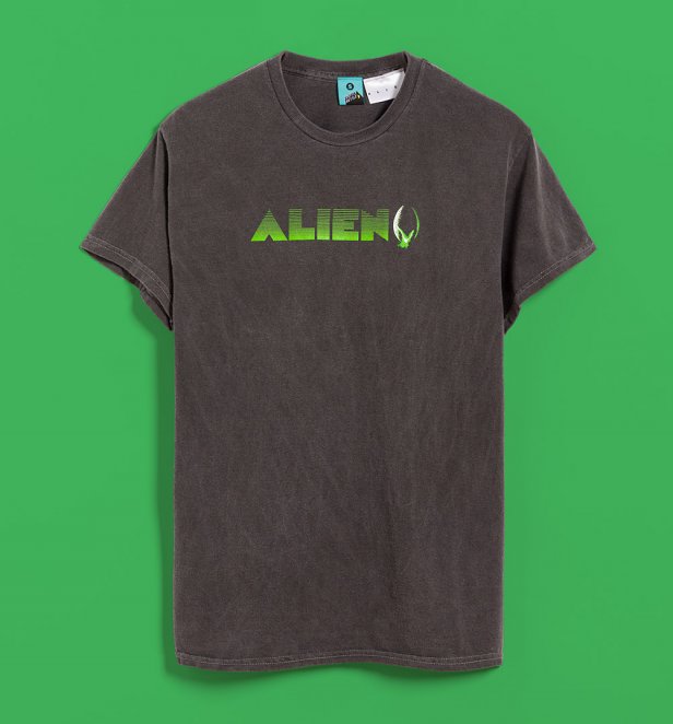 Alien Movie Collage Vintage Wash Charcoal T-Shirt with Back Print Alien Movie Collage Vintage Wash Charcoal T-Shirt with Back Print