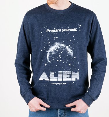 Alien Retro Movie Poster Heather Navy Sweater Alien Retro Movie Poster Heather Navy Sweater