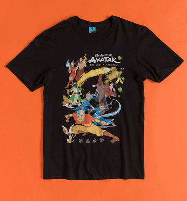 Avatar The Last Airbender Group Shot Black T-Shirt