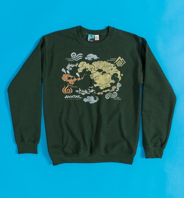Avatar The Last Airbender World Map Forest Green Sweater Avatar The Last Airbender World Map Forest Green Sweater
