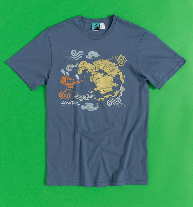 Avatar The Last Airbender World Map Indigo Blue T-Shirt Avatar The Last Airbender World Map Indigo Blue T-Shirt