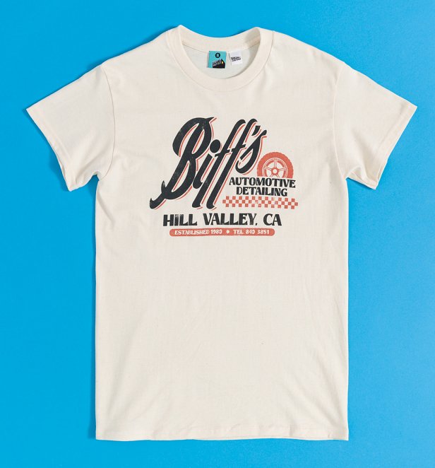 Back To The Future Biff's Automotive Detailing Natural T-Shirt Back To The Future Biff's Automotive Detailing Natural T-Shirt