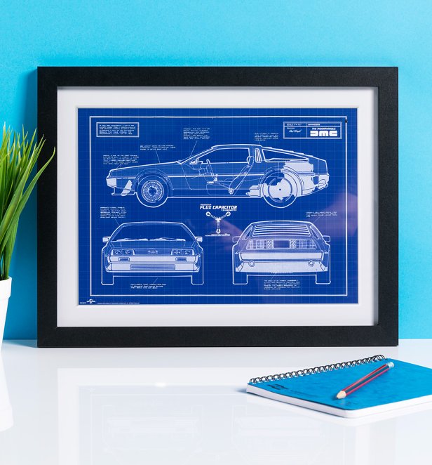 Back To The Future Delorean Blueprint Framed Print Back To The Future Delorean Blueprint Framed Print