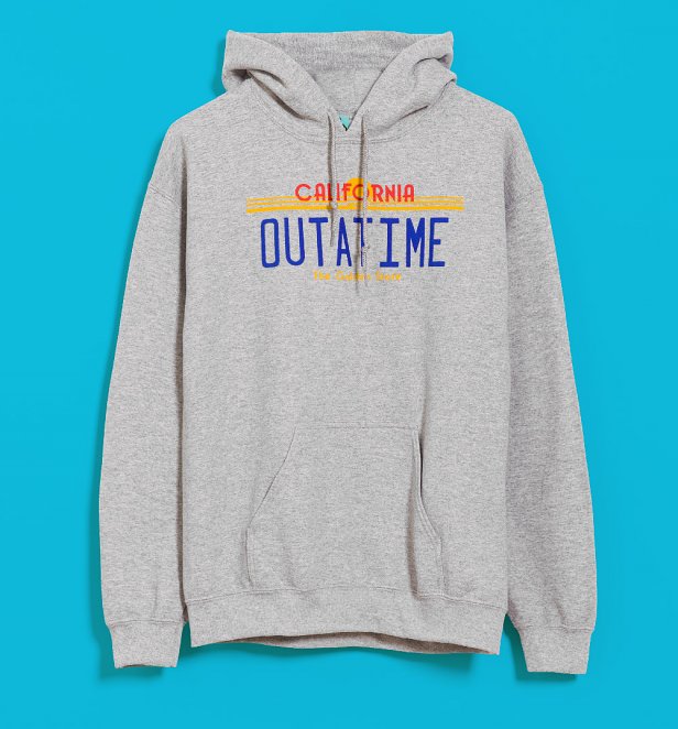 Back To The Future Outatime Puff Print Grey Marl Hoodie Back To The Future Outatime Puff Print Grey Marl Hoodie
