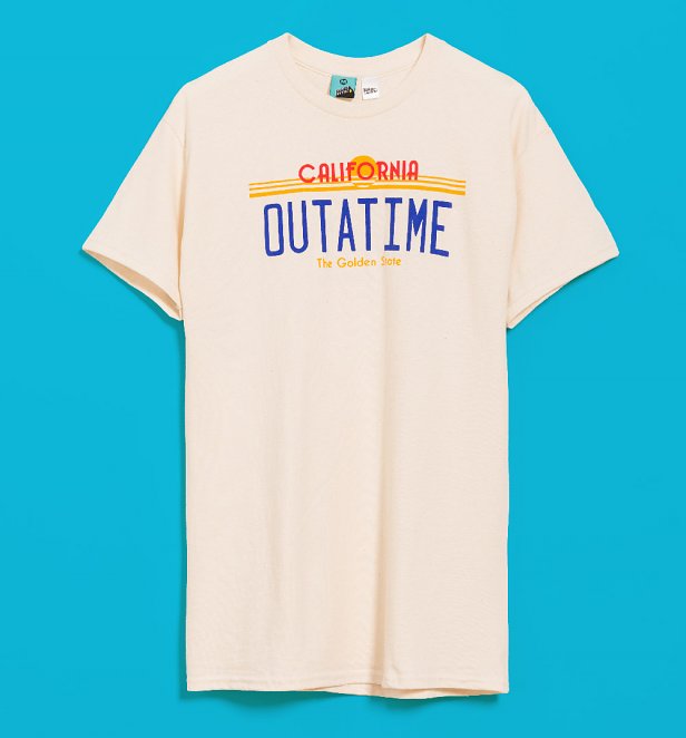 Back To The Future Outatime Puff Print Natural T-Shirt Back To The Future Outatime Puff Print Natural T-Shirt