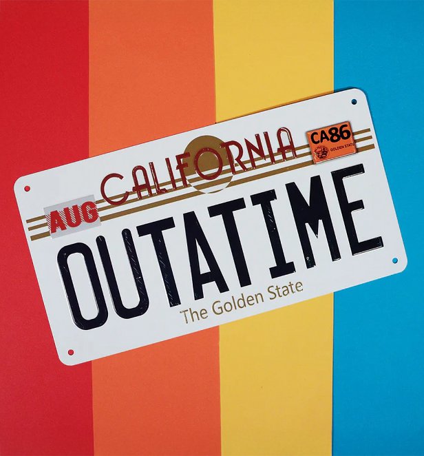 Back To The Future Replica Outatime Numberplate Tin Sign Back To The Future Replica Outatime Numberplate Tin Sign
