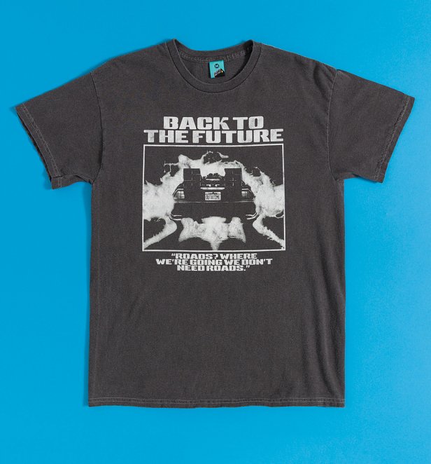 Back To The Future We Don't Need Roads Vintage Wash Charcoal T-Shirt