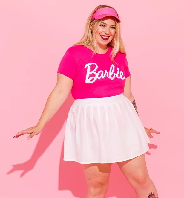 Barbie Retro Logo Fuchsia Fitted T-Shirt