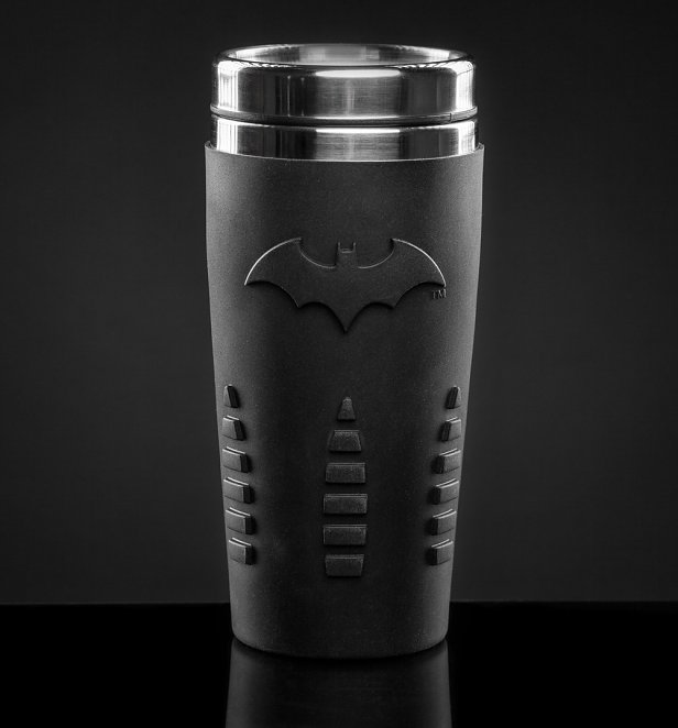 Batman Black Rubber Finish Travel Mug