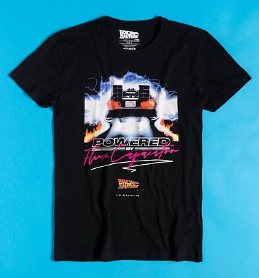 Men's Black Back To The Future Powered By The Capacitor T-Shirt from Difuzed Men's Black Back To The Future Powered By The Capacitor T-Shirt from Difuzed