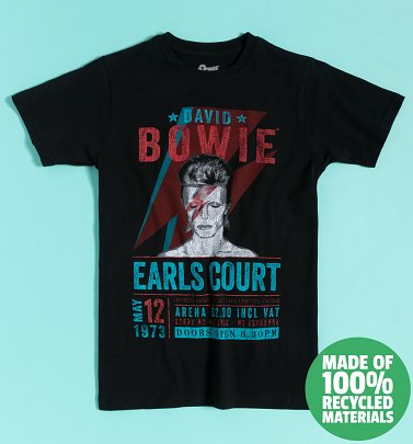 Black David Bowie Earls Court '73 Recycled Eco T-Shirt