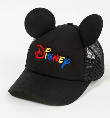 Black Disney Ears Embroidered Trucker Cap from Hype Black Disney Ears Embroidered Trucker Cap from Hype
