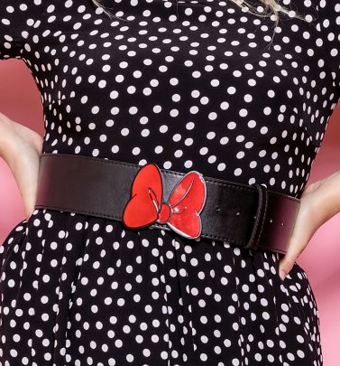 Black Disney Minnie Mouse Bow Buckle Belt