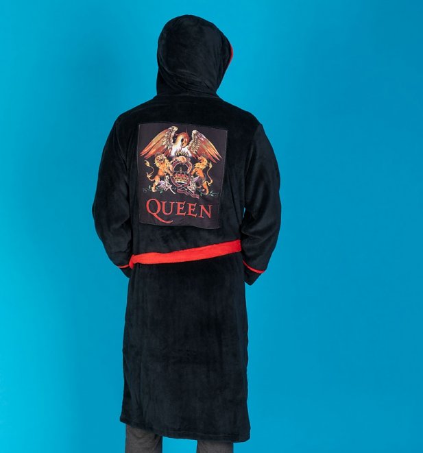 Black Fleece Queen Crest Hooded Bath Robe