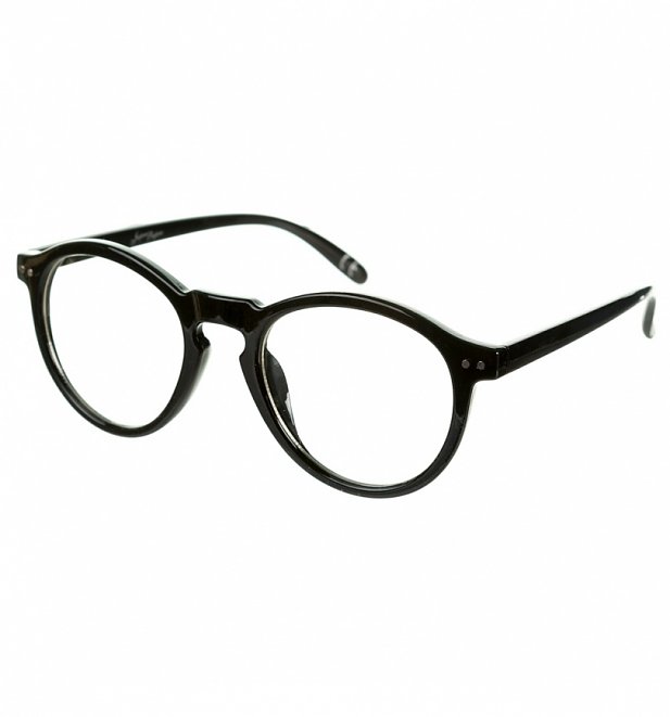 Black Frame Clear Round Glasses from Jeepers Peepers Black Frame Clear Round Glasses from Jeepers Peepers