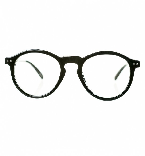 Black Frame Clear Round Glasses from Jeepers Peepers Black Frame Clear Round Glasses from Jeepers Peepers