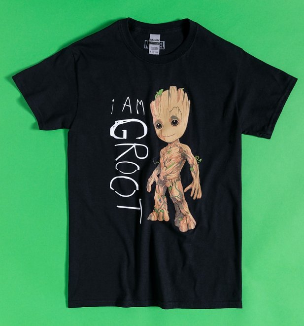 Black Guardians Of The Galaxy I Am Groot Scribble T-Shirt