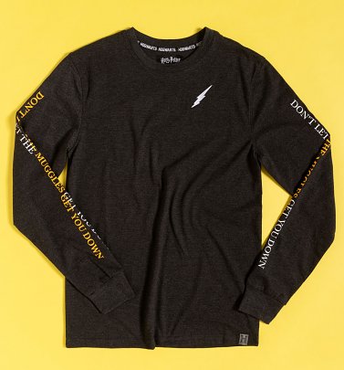 Black Harry Potter Muggles Long Sleeve T-Shirt with Sleeve Print Black Harry Potter Muggles Long Sleeve T-Shirt with Sleeve Print