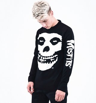 Black Knitted Misfits Skull Jumper from Ultrakult Black Knitted Misfits Skull Jumper from Ultrakult