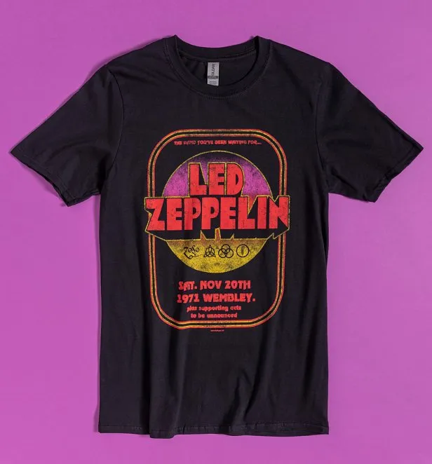 Led Zeppelin 1971 Wembley Black Tour T-Shirt