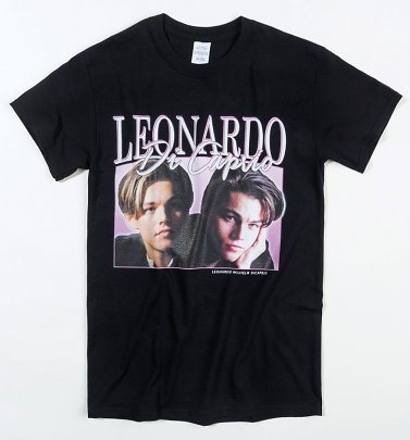Black Leonardo DiCaprio T-Shirt from Homage Tees Black Leonardo DiCaprio T-Shirt from Homage Tees