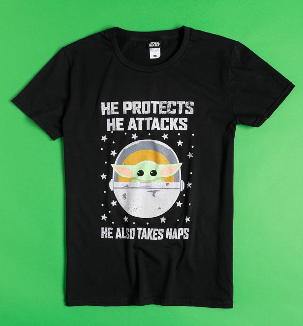 Black Mandalorian The Child He Protects and Attacks T-Shirt Black Mandalorian The Child He Protects and Attacks T-Shirt