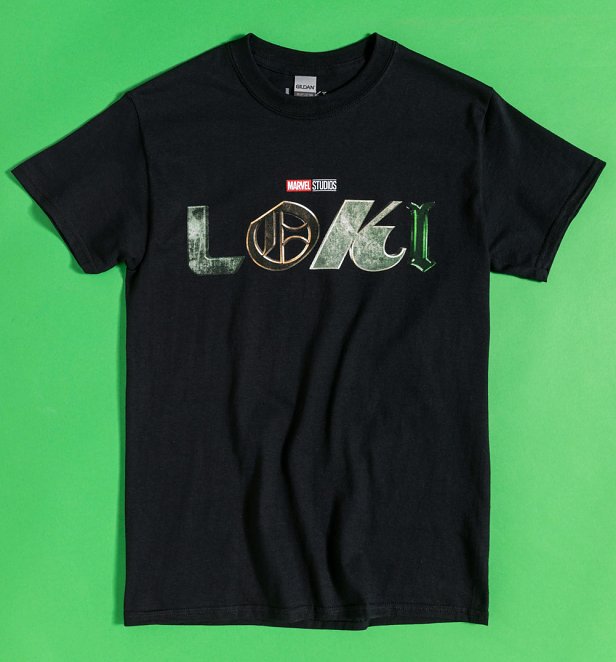 Black Marvel Comics Loki Logo T-Shirt